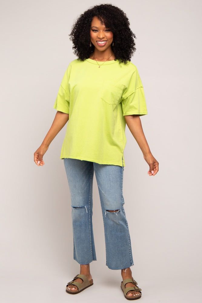 Lime Exposed Seam Maternity Pocket T-Shirt sold by Pinkblush product image thumbnail 5