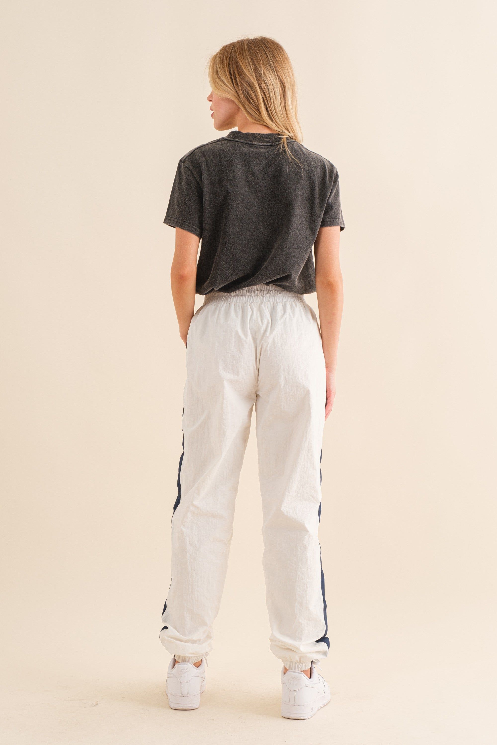 White Navy Color Block Joggers sold by Pinkblush product image thumbnail 2