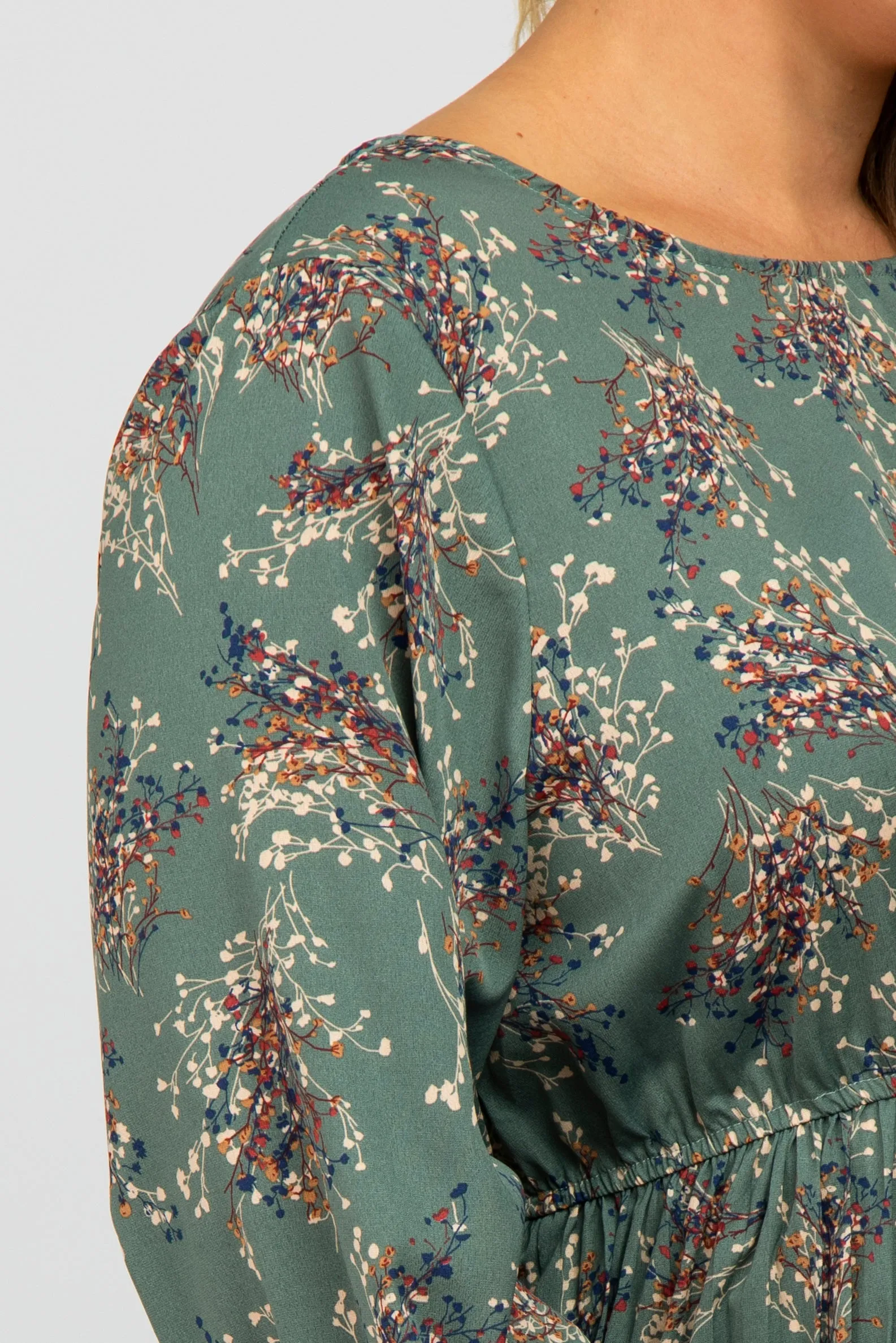 Jade Floral Pleated Plus Maternity Midi Dress sold by Pinkblush product image thumbnail 5