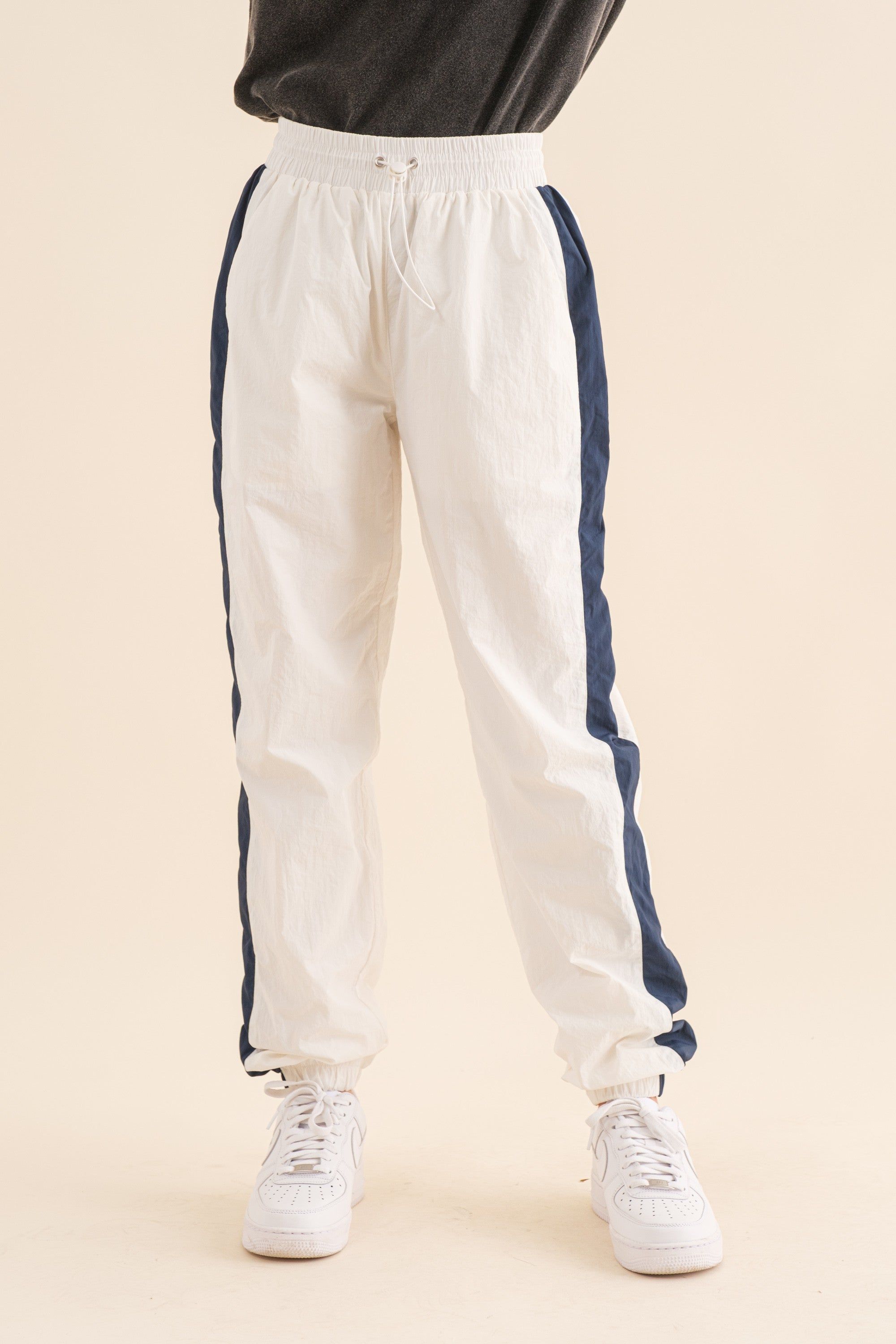 White Navy Color Block Joggers sold by Pinkblush product image thumbnail 3