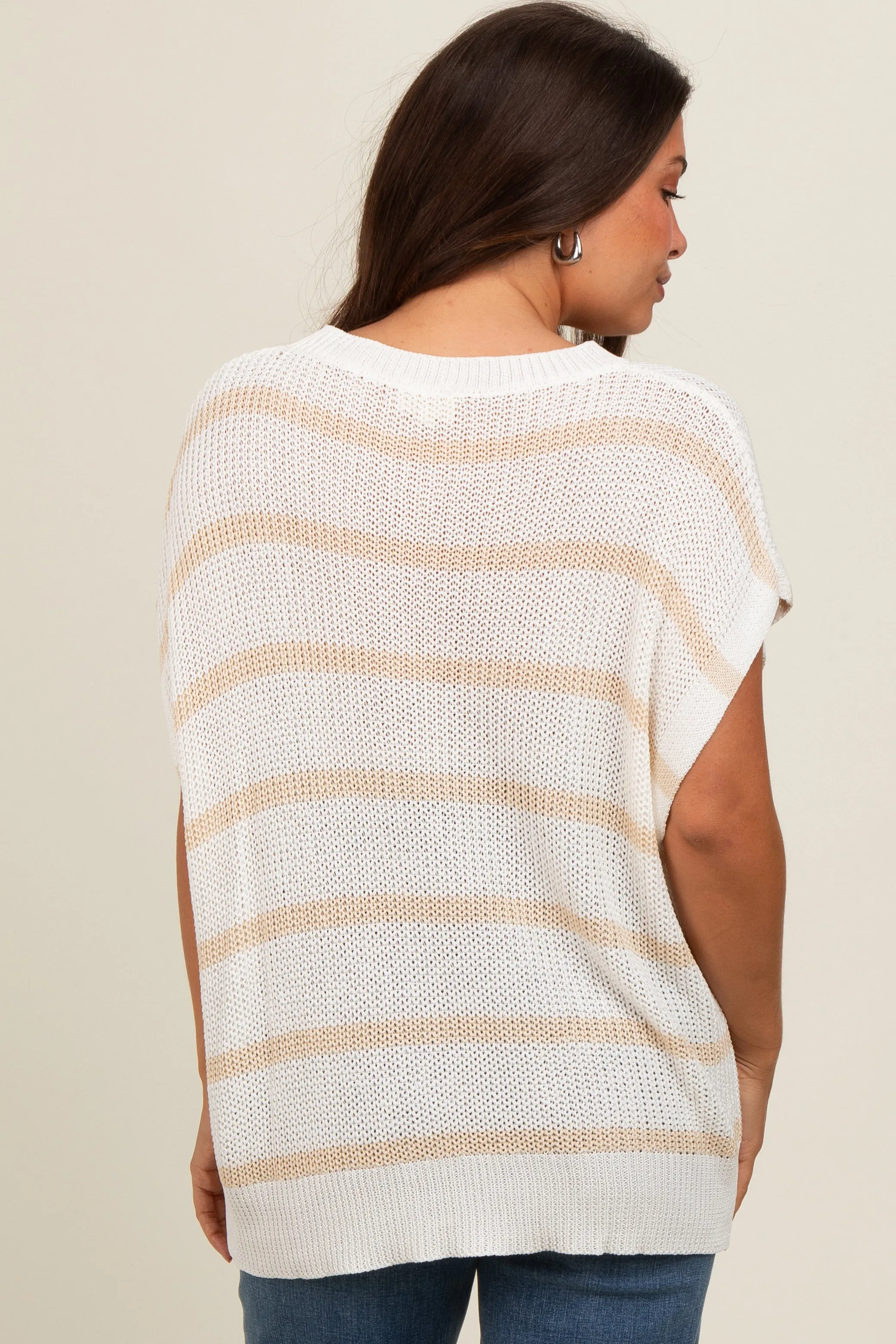 Taupe Striped Drop Shoulder Maternity Sweater Top sold by Pinkblush product image thumbnail 3