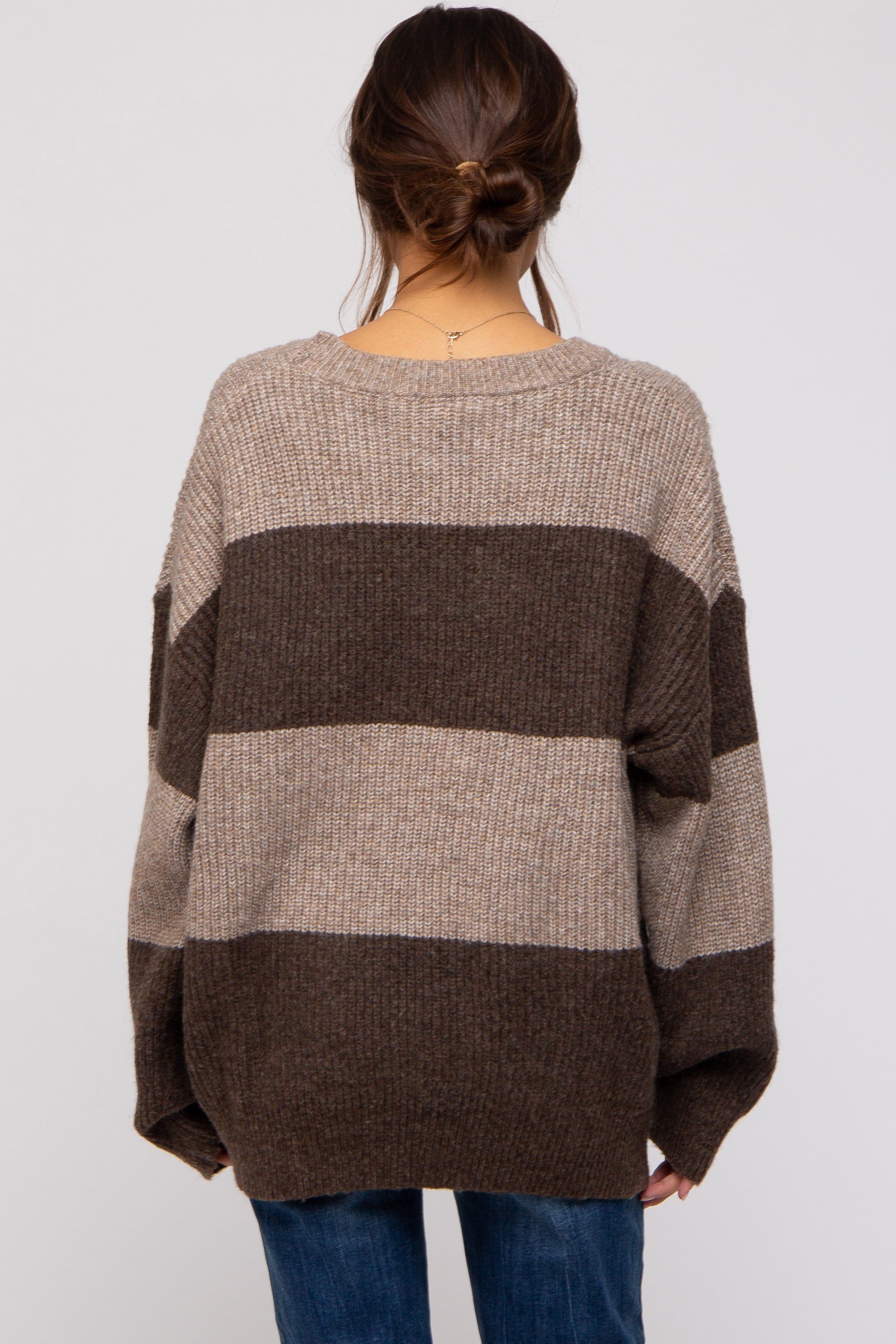 Brown Striped Color Block Maternity Sweater sold by Pinkblush product image thumbnail 5