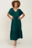 Emerald Satin Smocked Midi Dress sold by Pinkblush