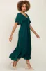 Emerald Satin Smocked Midi Dress sold by Pinkblush