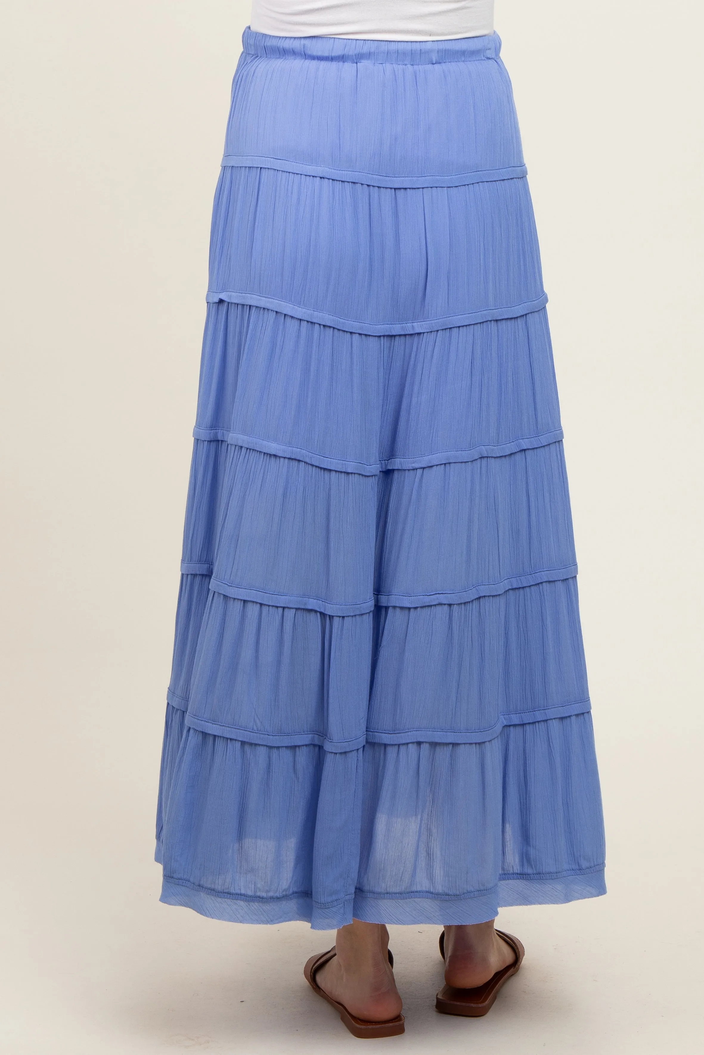 Periwinkle Drawstring Tiered Maternity Maxi Skirt sold by Pinkblush product image thumbnail 5