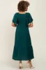 Emerald Satin Smocked Midi Dress sold by Pinkblush