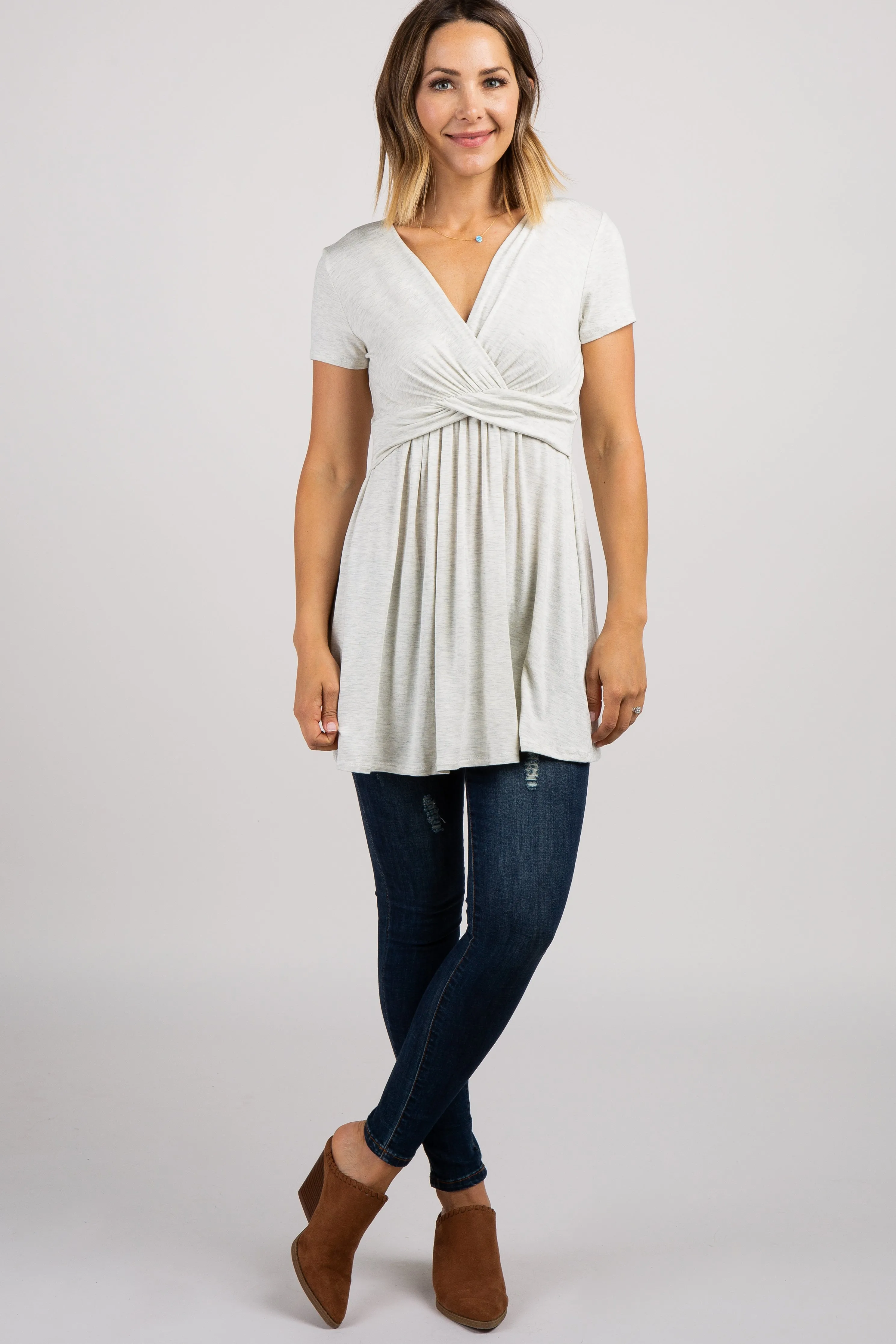 PinkBlush Beige Draped Front Nursing Top sold by Pinkblush product image thumbnail 4