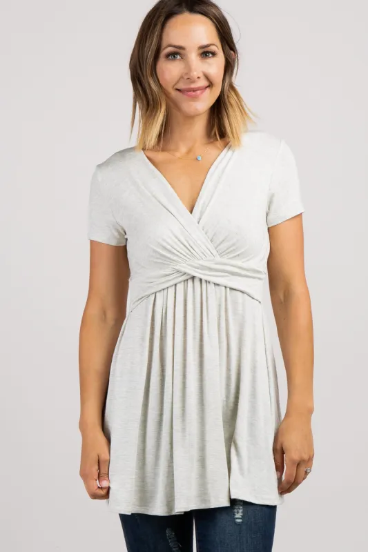 PinkBlush Beige Draped Front Nursing Top sold by Pinkblush