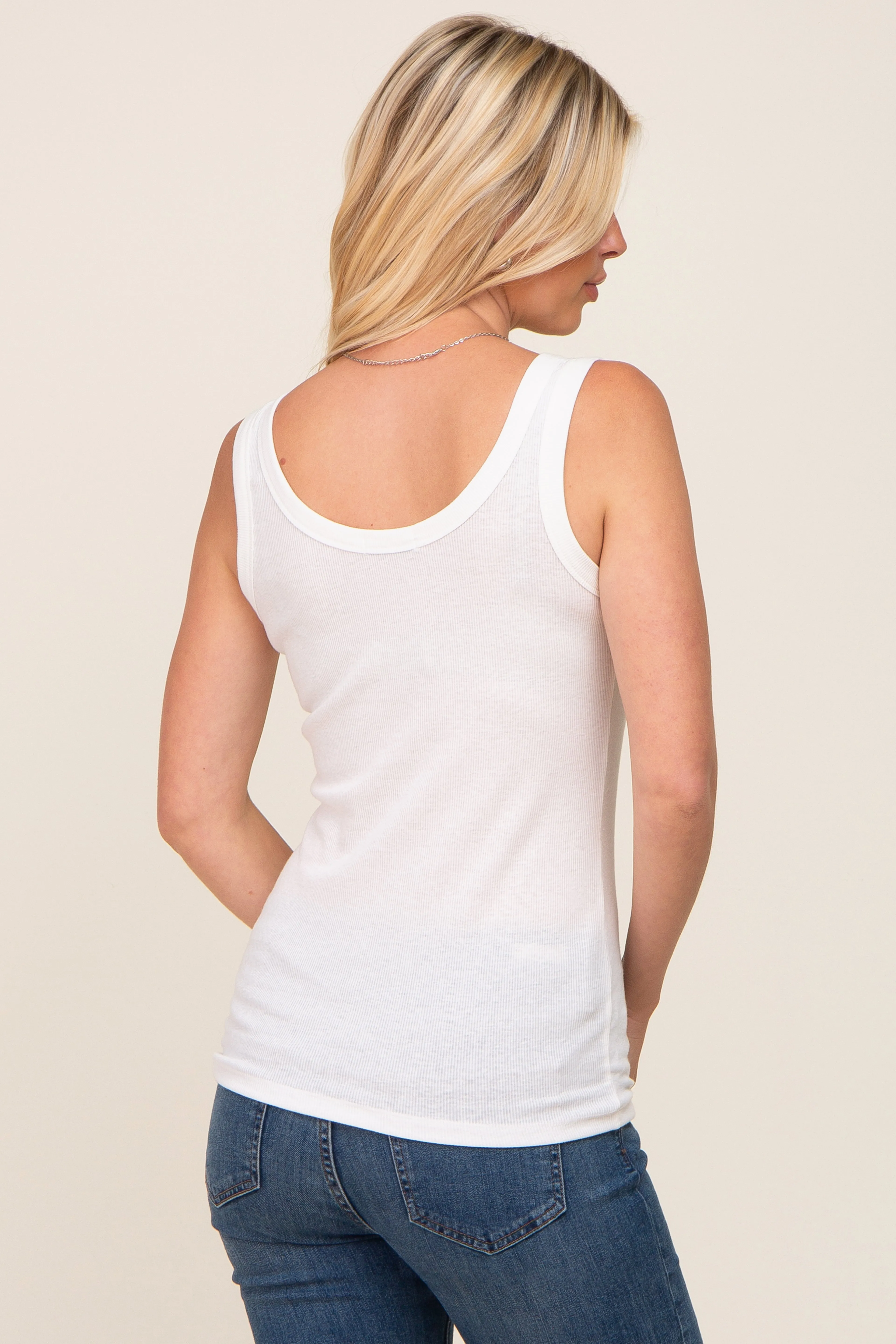 White Ribbed Basic Tank sold by Pinkblush product image thumbnail 3