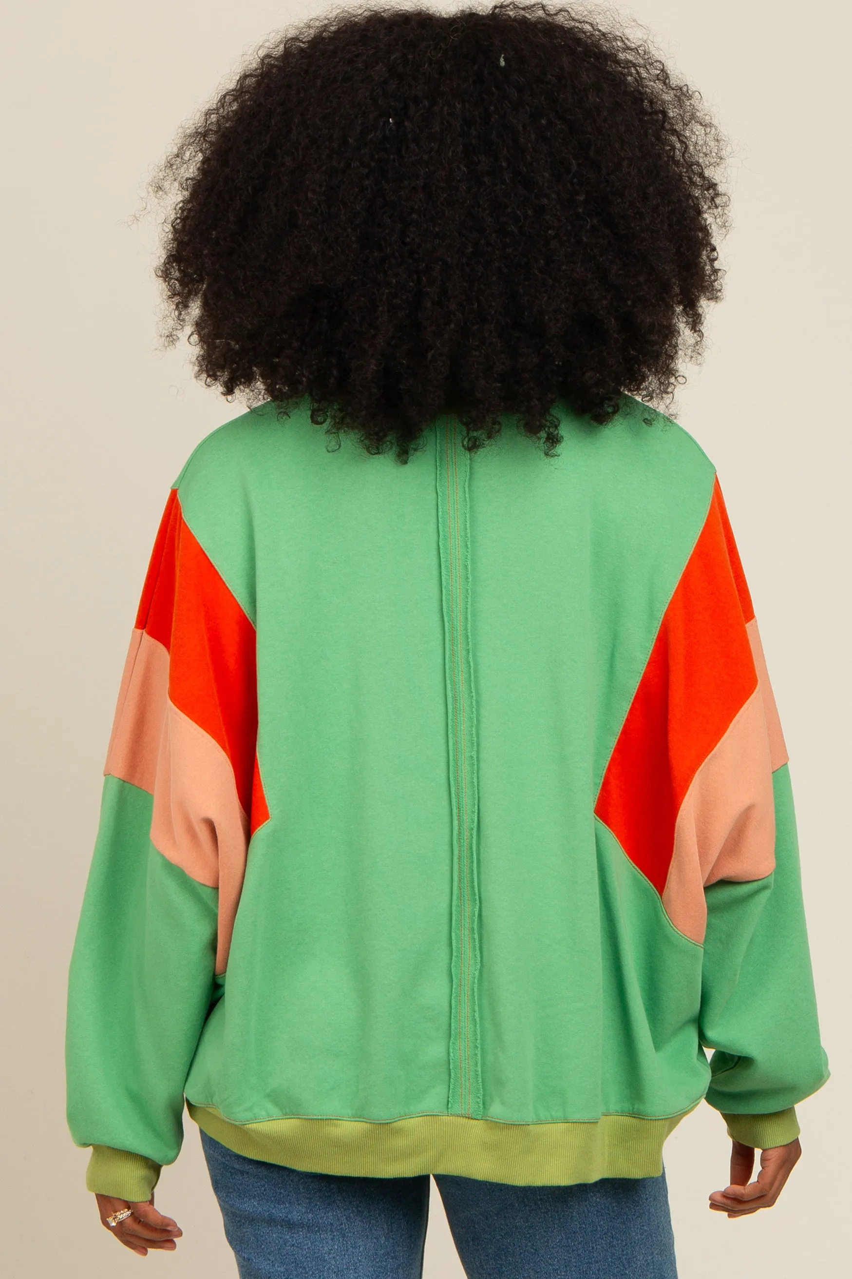 Green Colorblock Dolman Sleeve Sweatshirt sold by Pinkblush product image thumbnail 4