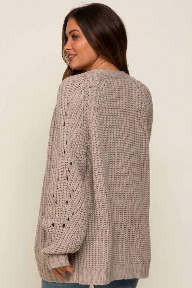 Taupe Chunky Knit Maternity Cardigan sold by Pinkblush product image thumbnail 4