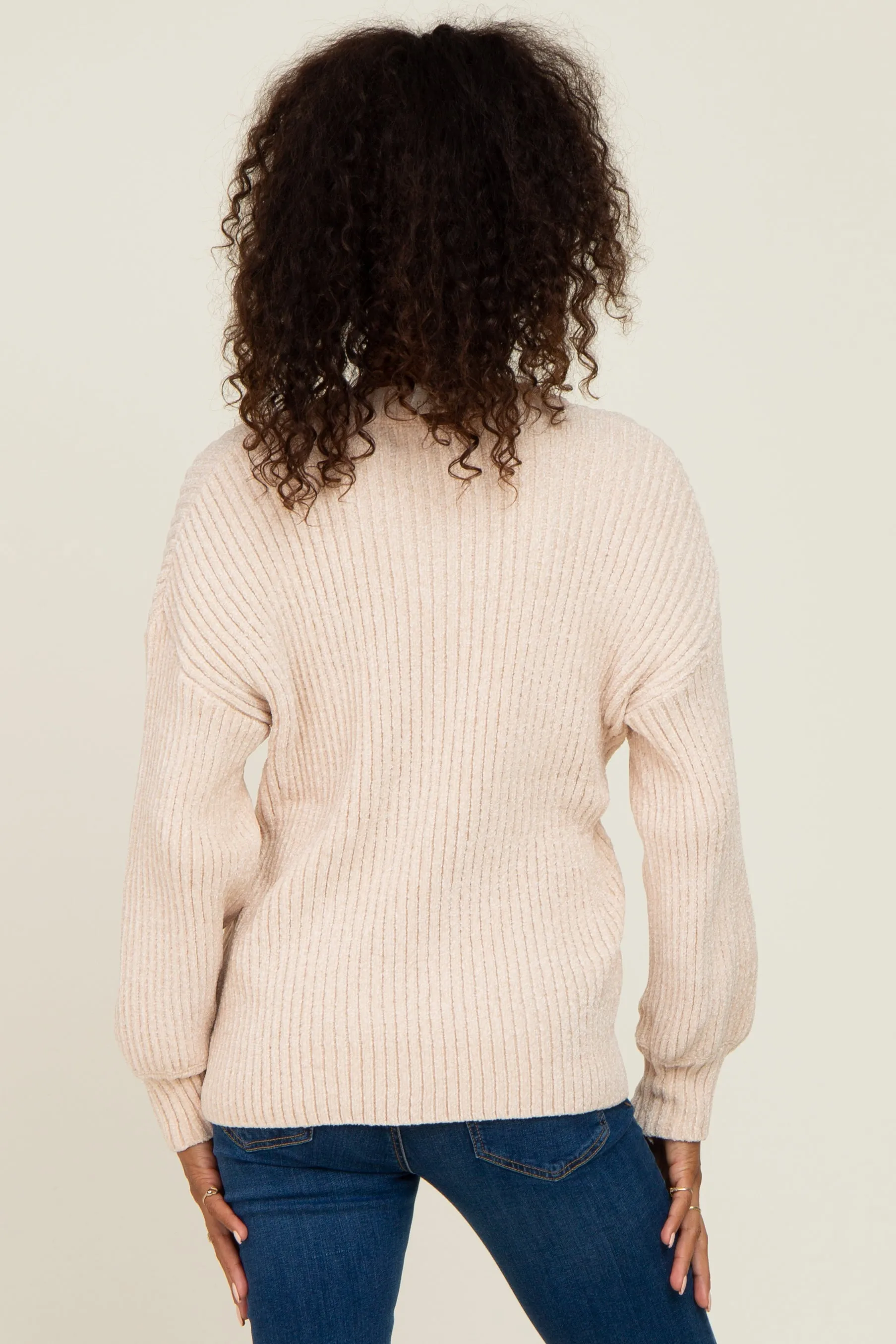 Beige Soft Chenille Knit Sweater sold by Pinkblush product image thumbnail 3