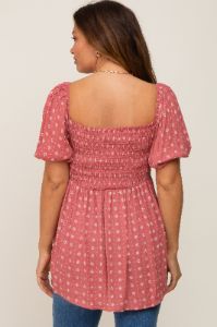 Coral Floral Smocked Maternity Top sold by Pinkblush