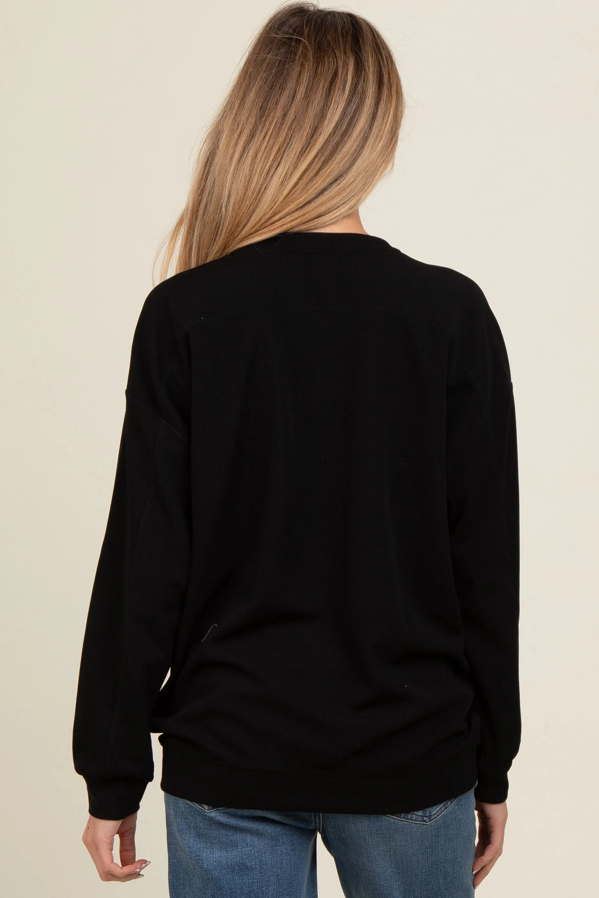 Black Drop Shoulder Maternity Sweatshirt sold by Pinkblush product image thumbnail 4