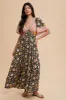 Black Floral V-Neck Short Flutter Sleeve Maternity Maxi Dress sold by Pinkblush