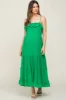 Green Shirred Ruffle Maternity Midi Dress sold by Pinkblush