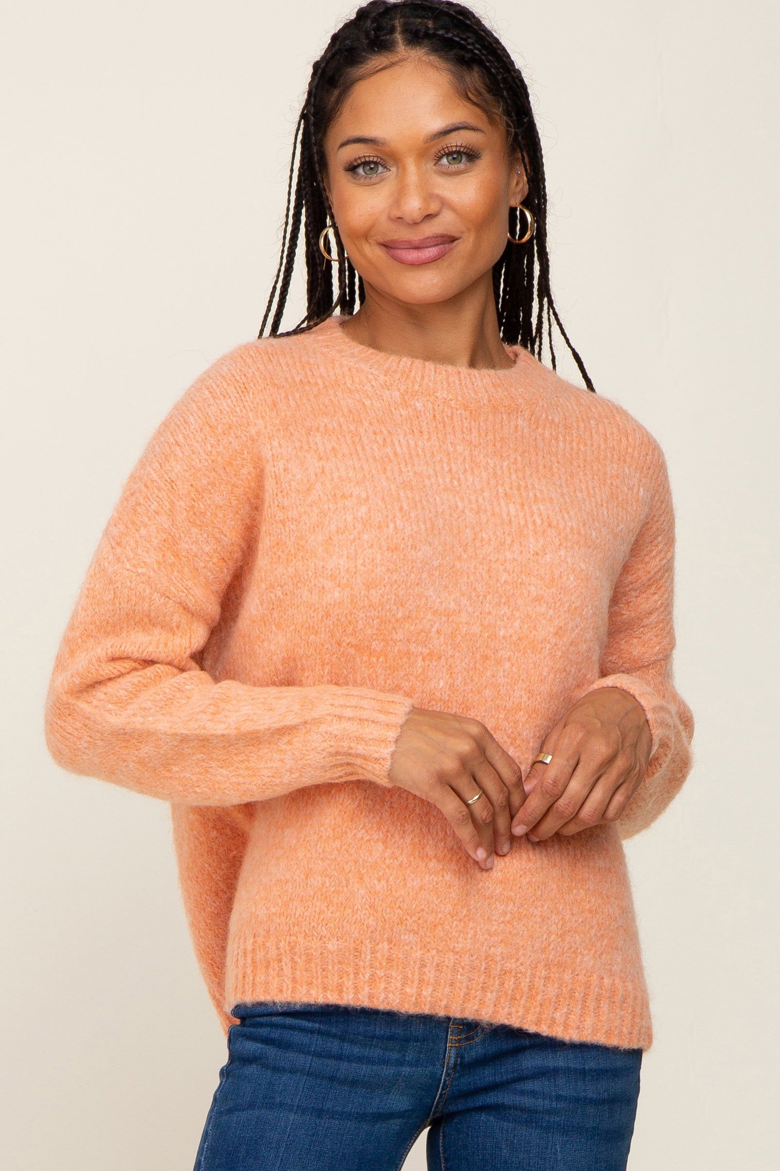 Orange Chunky Knit Sweater sold by Pinkblush