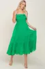 Green Shirred Ruffle Maternity Midi Dress sold by Pinkblush
