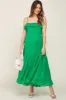 Green Shirred Ruffle Maternity Midi Dress sold by Pinkblush
