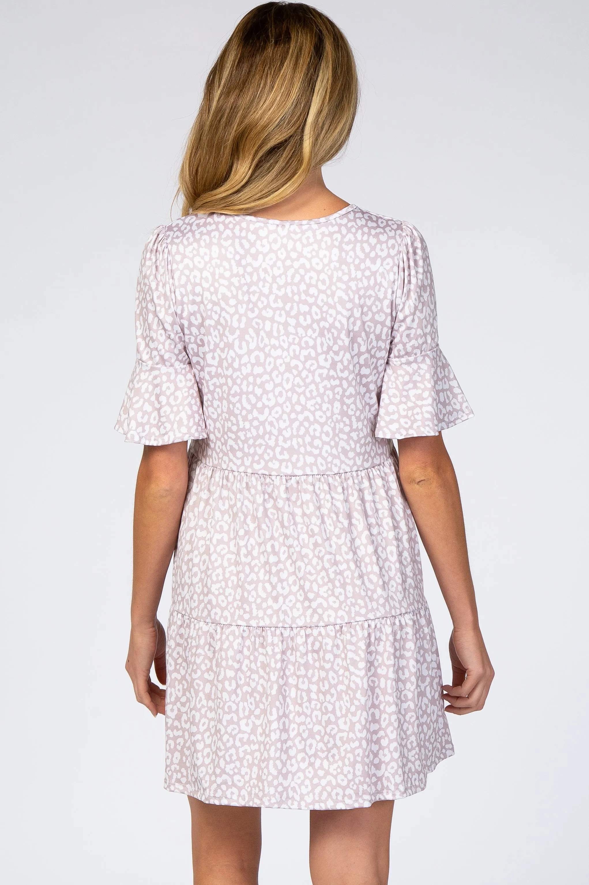 Taupe Animal Print Ruffle Sleeve Maternity Dress sold by Pinkblush product image thumbnail 3