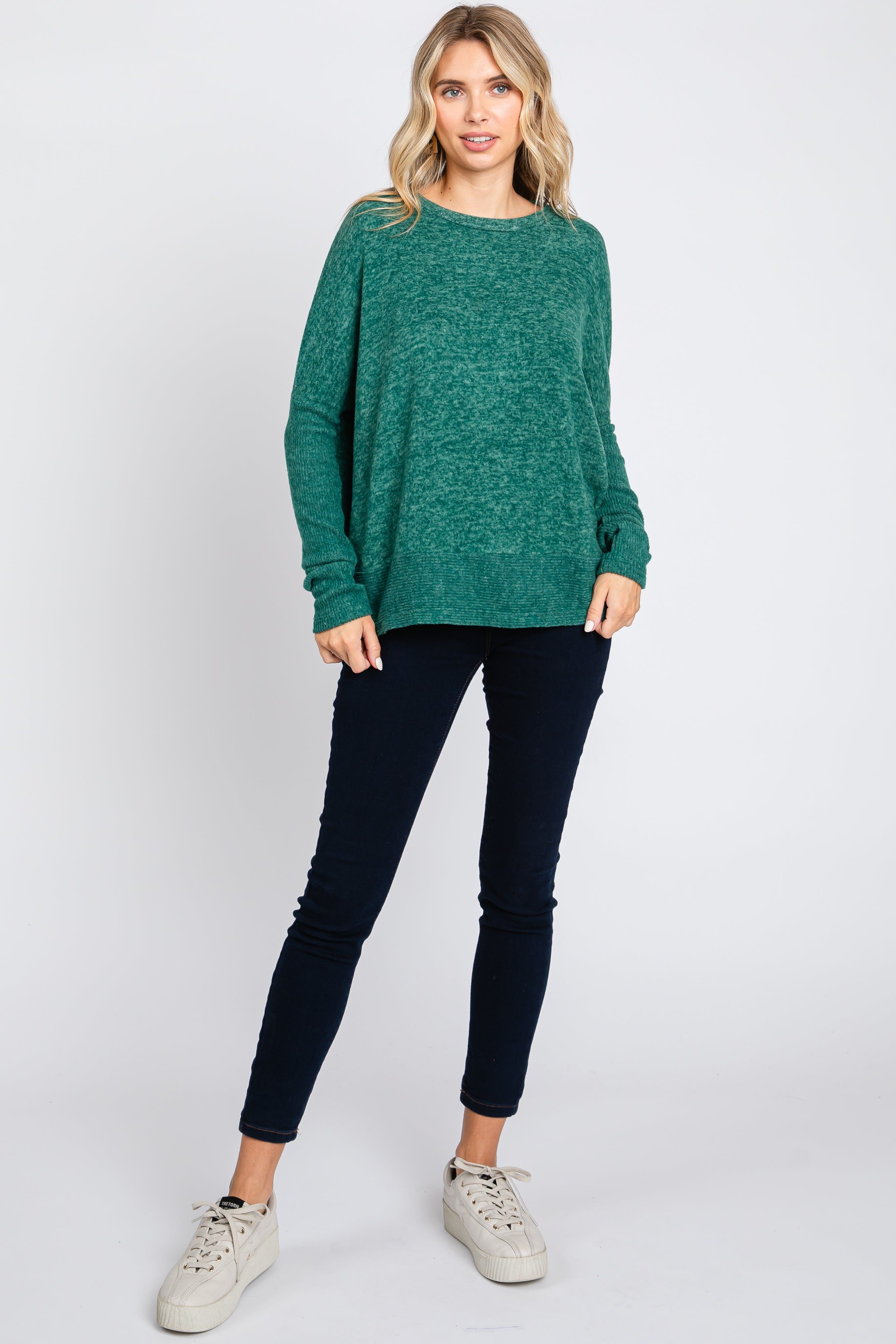 Green Heather Brushed Knit Top sold by Pinkblush product image thumbnail 4