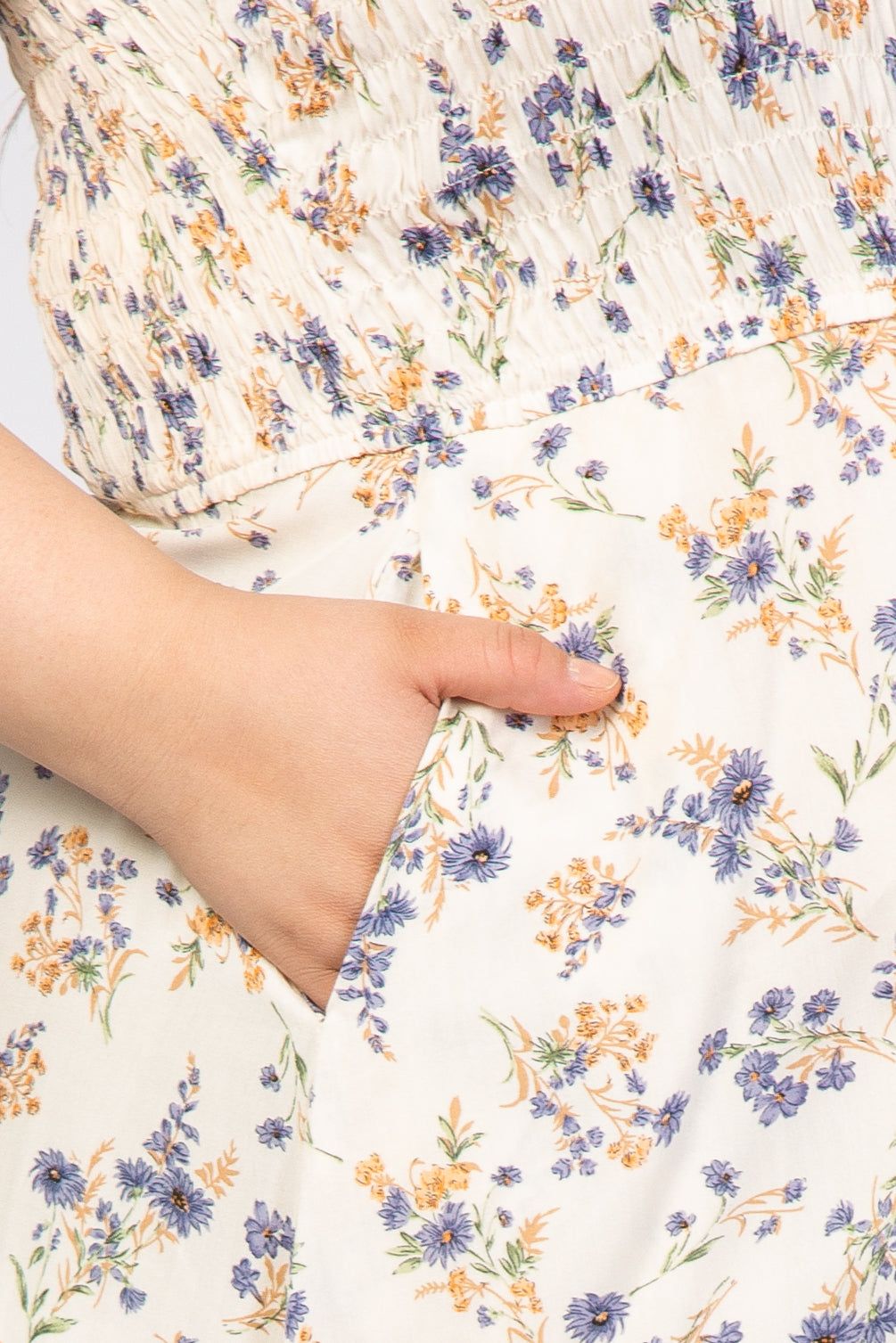 Cream Floral Halter Neck Maternity Plus Maxi Dress sold by Pinkblush product image thumbnail 4