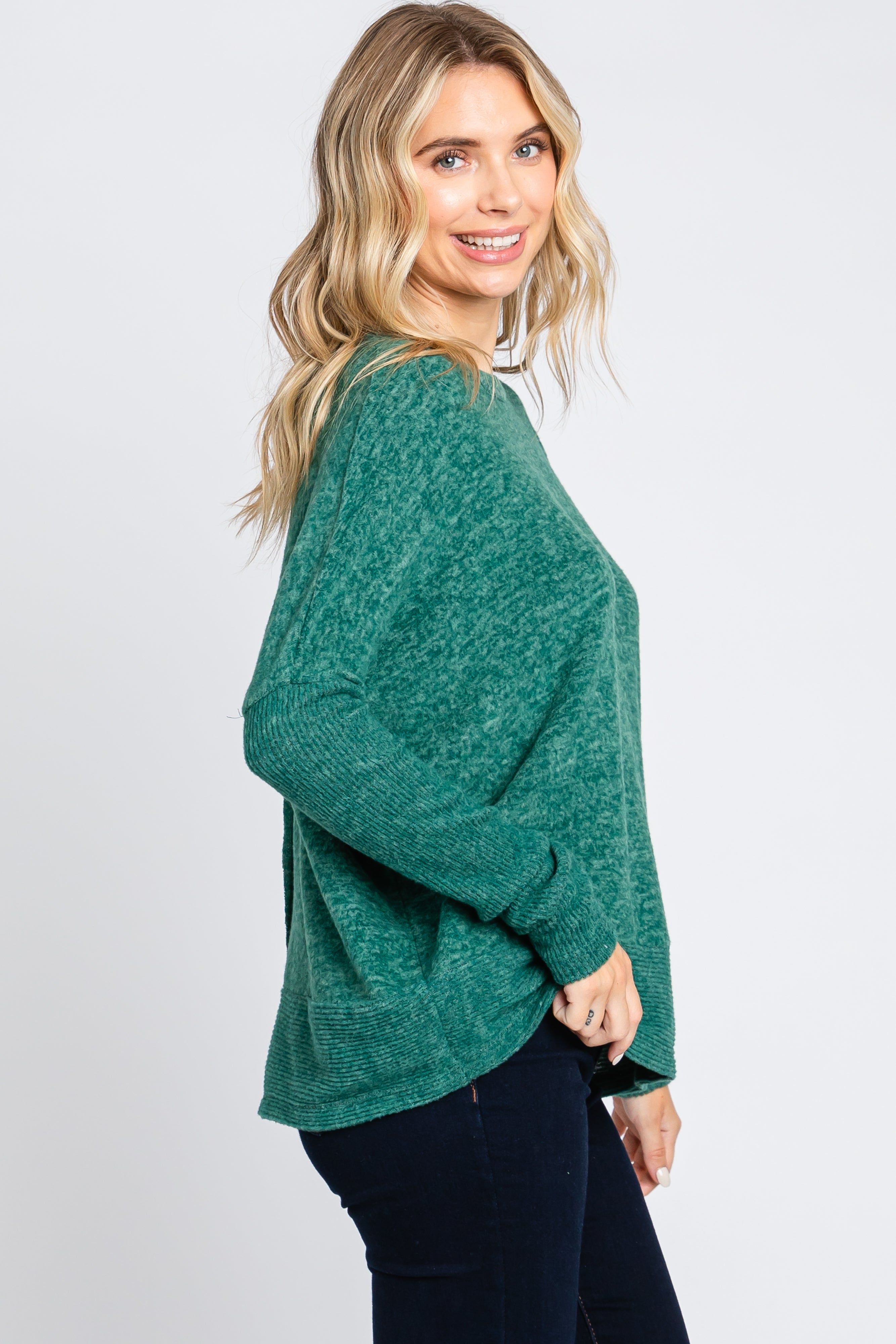 Green Heather Brushed Knit Top sold by Pinkblush product image thumbnail 2