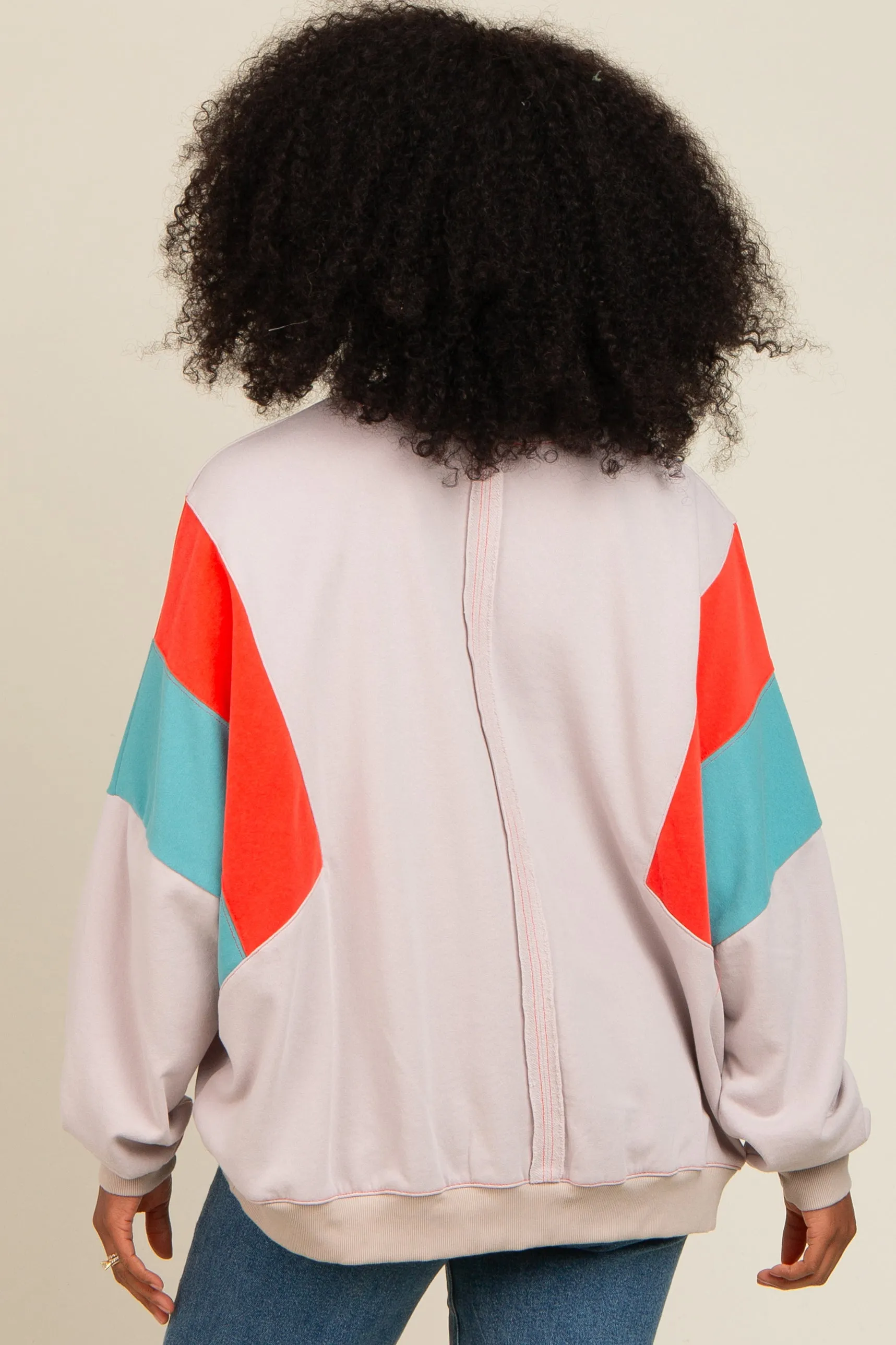 Grey Colorblock Dolman Sleeve Sweatshirt sold by Pinkblush product image thumbnail 4