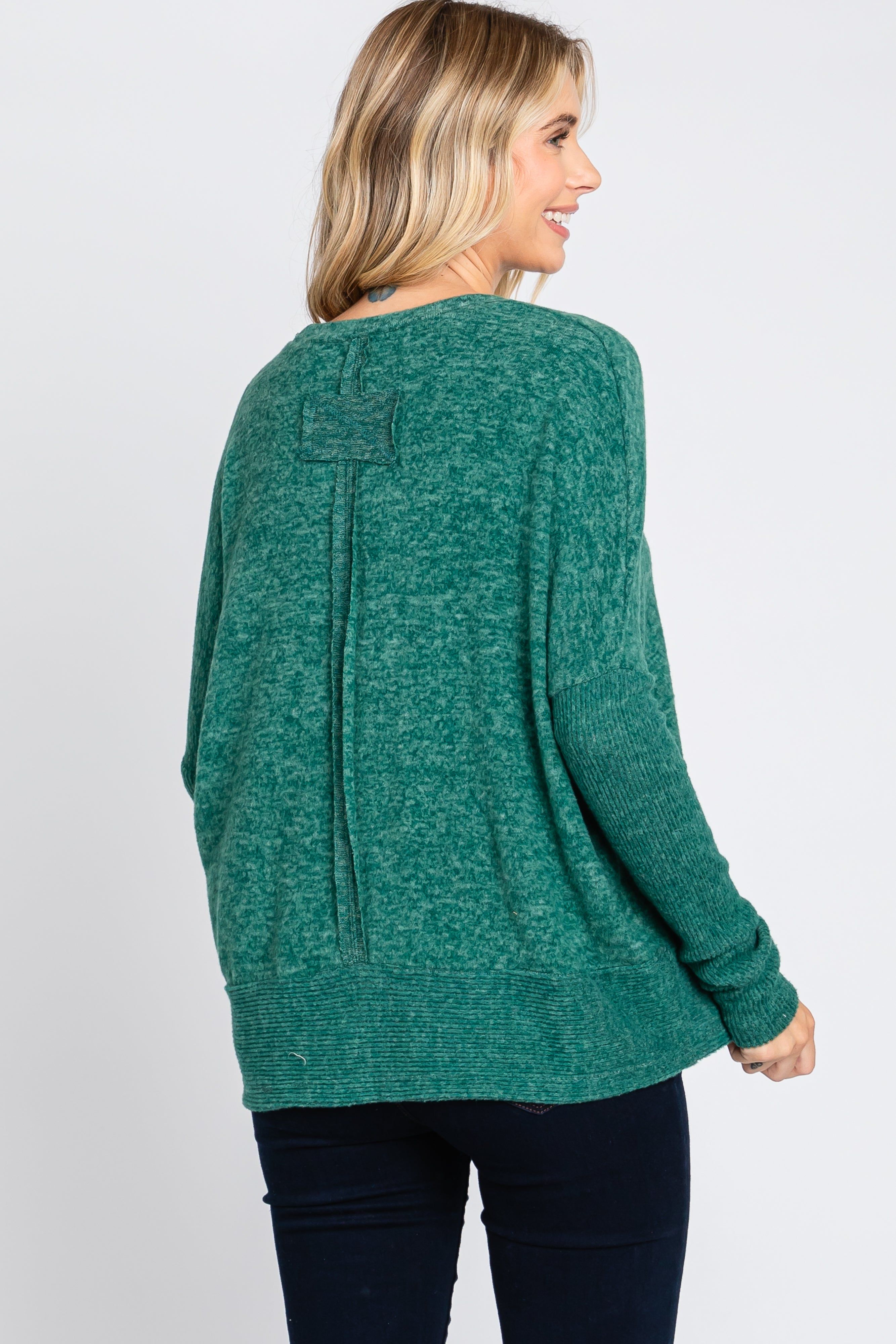 Green Heather Brushed Knit Top sold by Pinkblush product image thumbnail 3