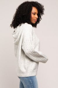 Grey Mixed Knit Hooded Sweater sold by Pinkblush
