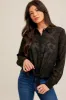 Black Tie Waist Chiffon Jacquard Button Down Blouse sold by Pinkblush