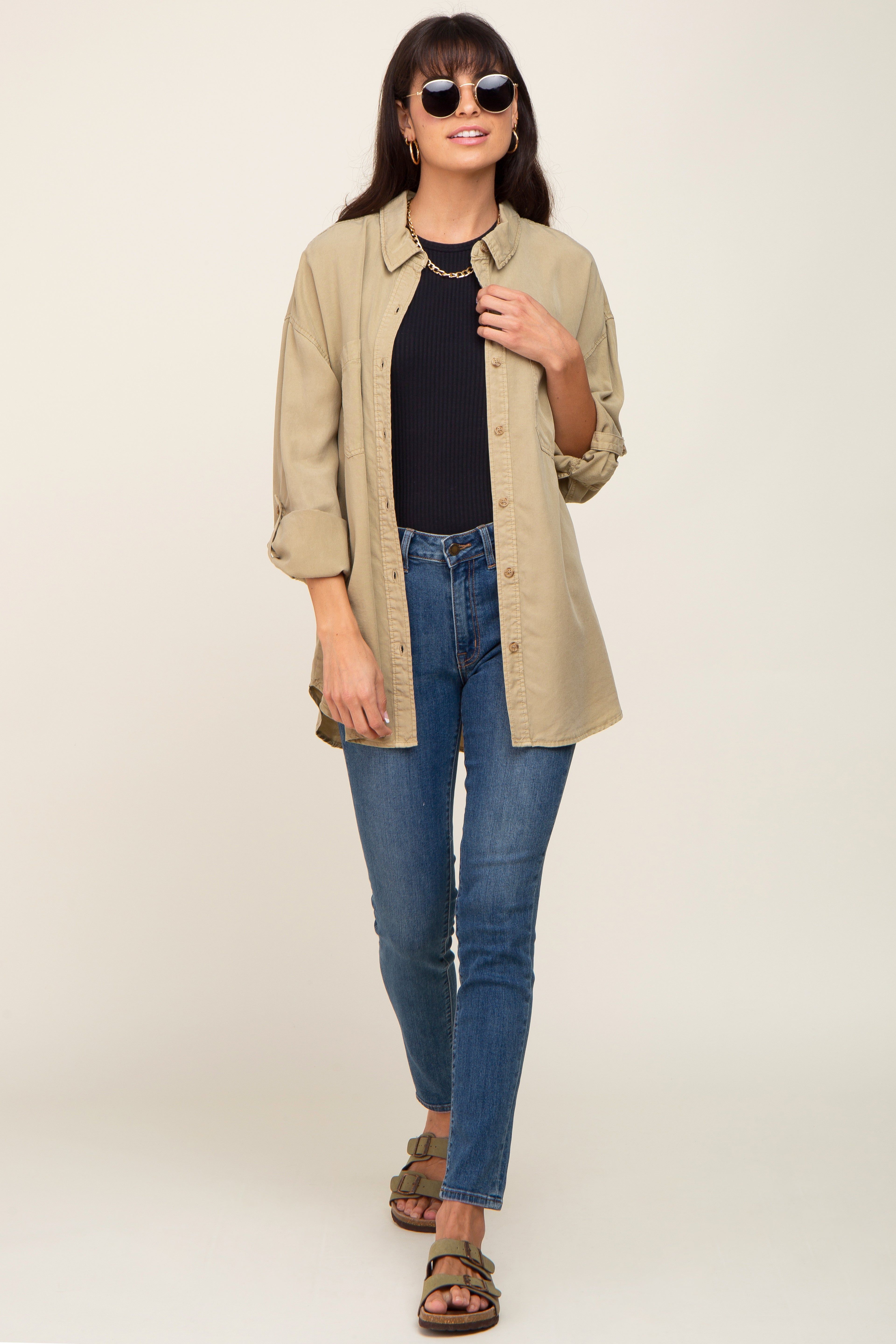 Olive Button Down Top sold by Pinkblush product image thumbnail 5