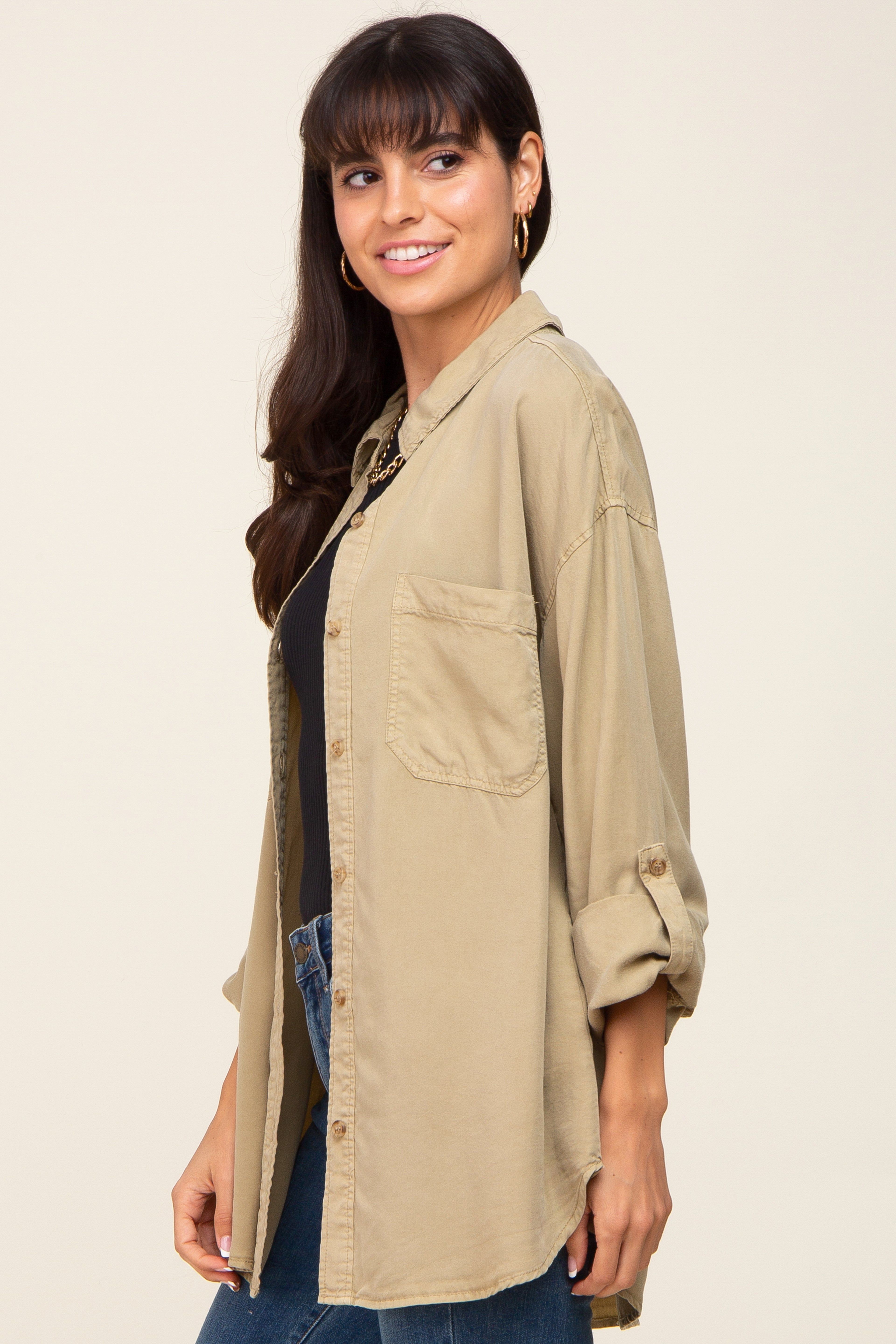 Olive Button Down Top sold by Pinkblush product image thumbnail 2
