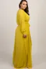 Yellow Chiffon Long Sleeve Plus Maxi Dress sold by Pinkblush