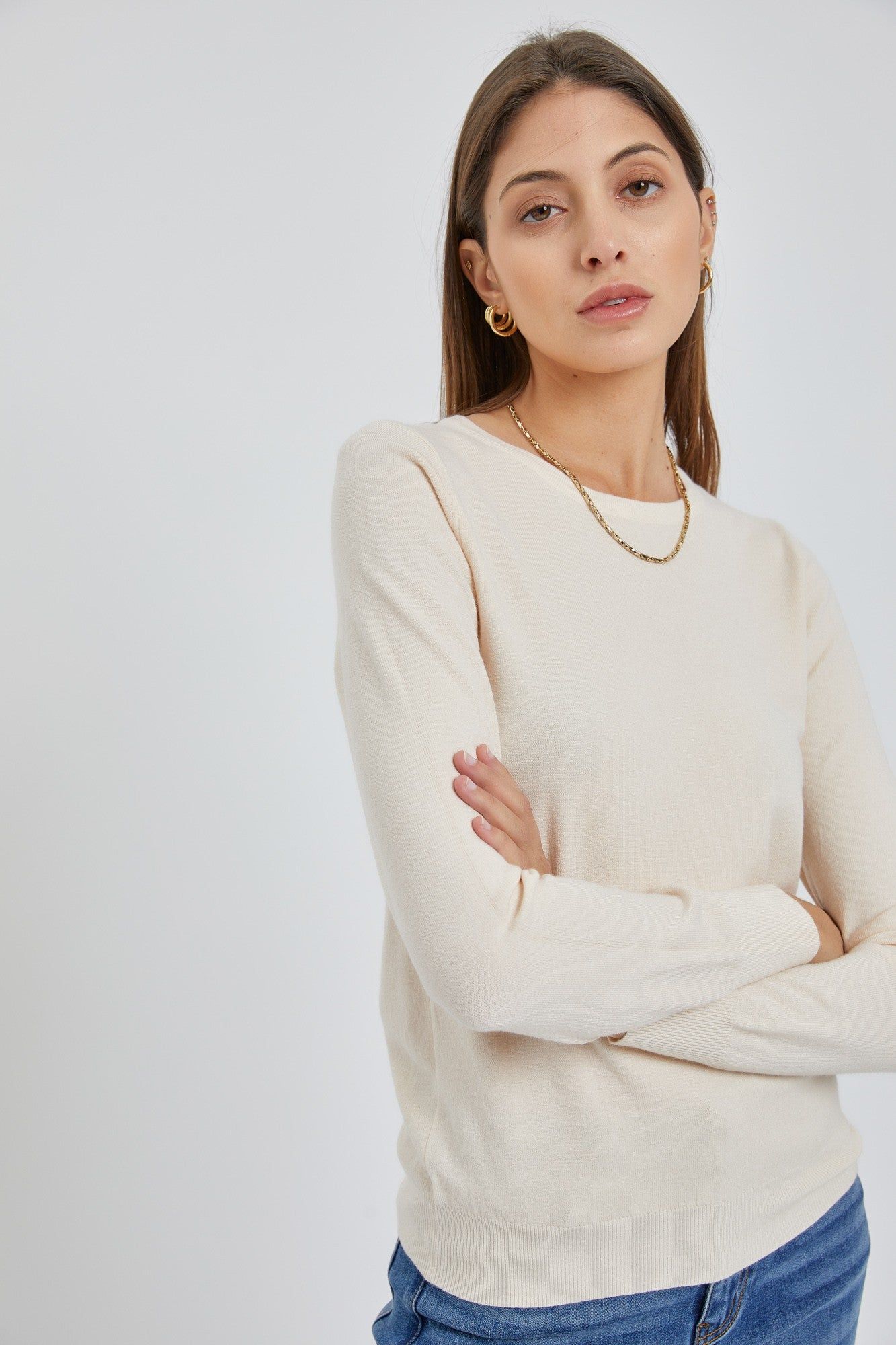 Ivory Knit Long Sleeve Top sold by Pinkblush