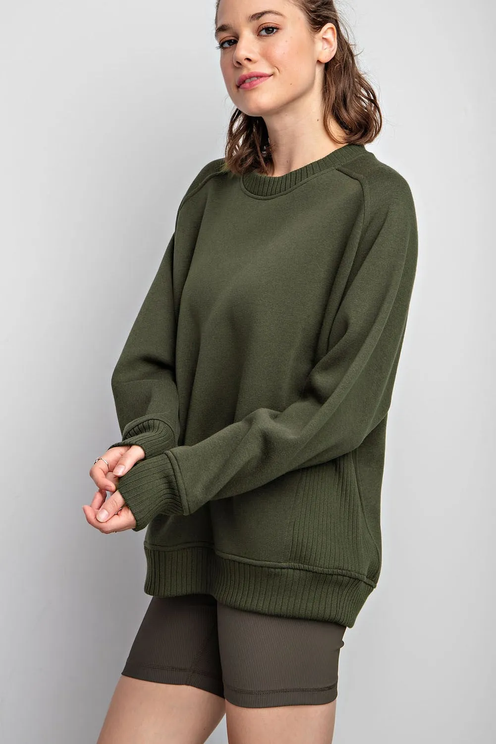Olive Pullover Terry Crewneck sold by Pinkblush