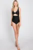 Black Ruched Sides Front Cutout One Piece Swimsuit sold by Pinkblush