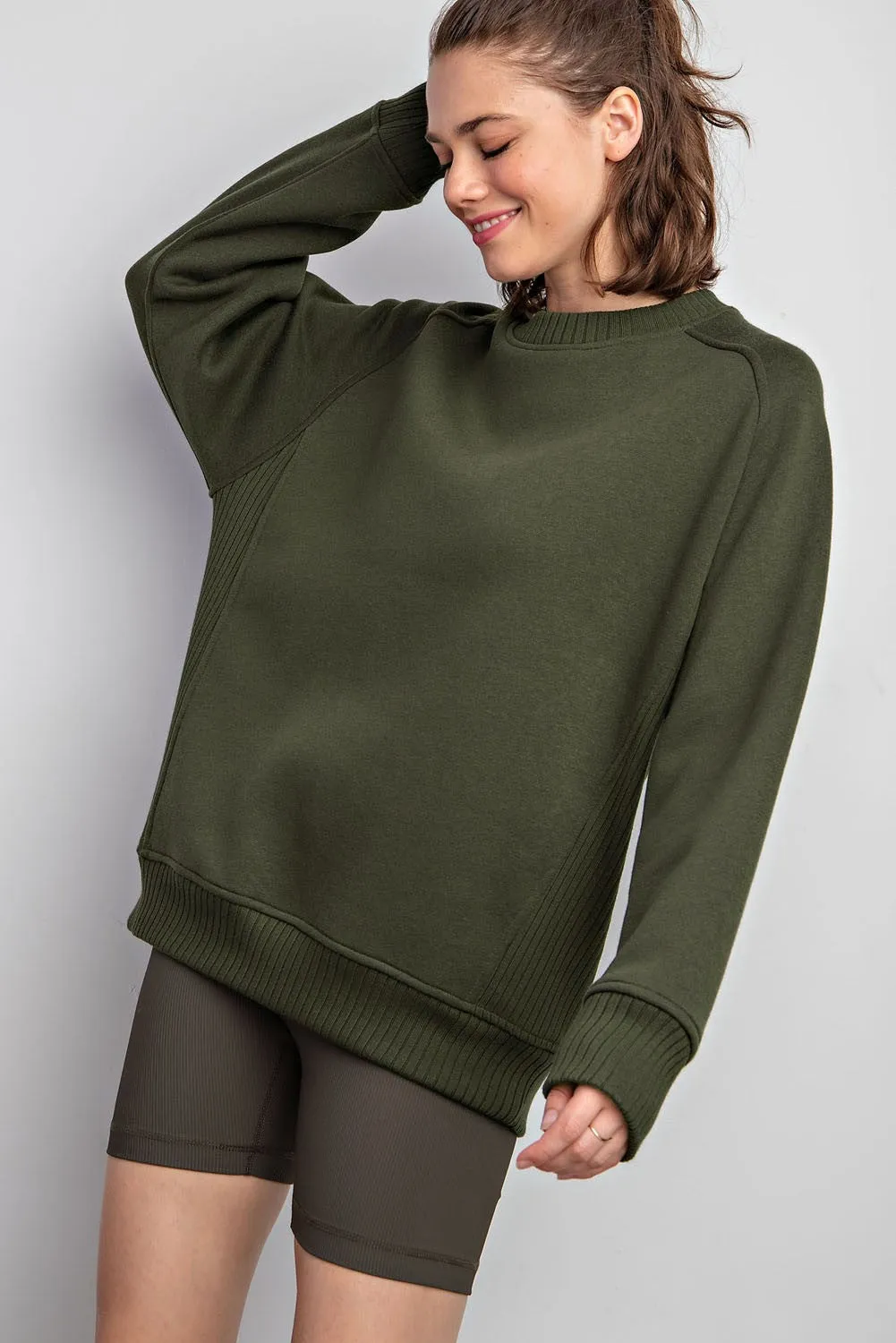Olive Pullover Terry Crewneck sold by Pinkblush product image thumbnail 2