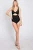 Black Ruched Sides Front Cutout One Piece Swimsuit sold by Pinkblush