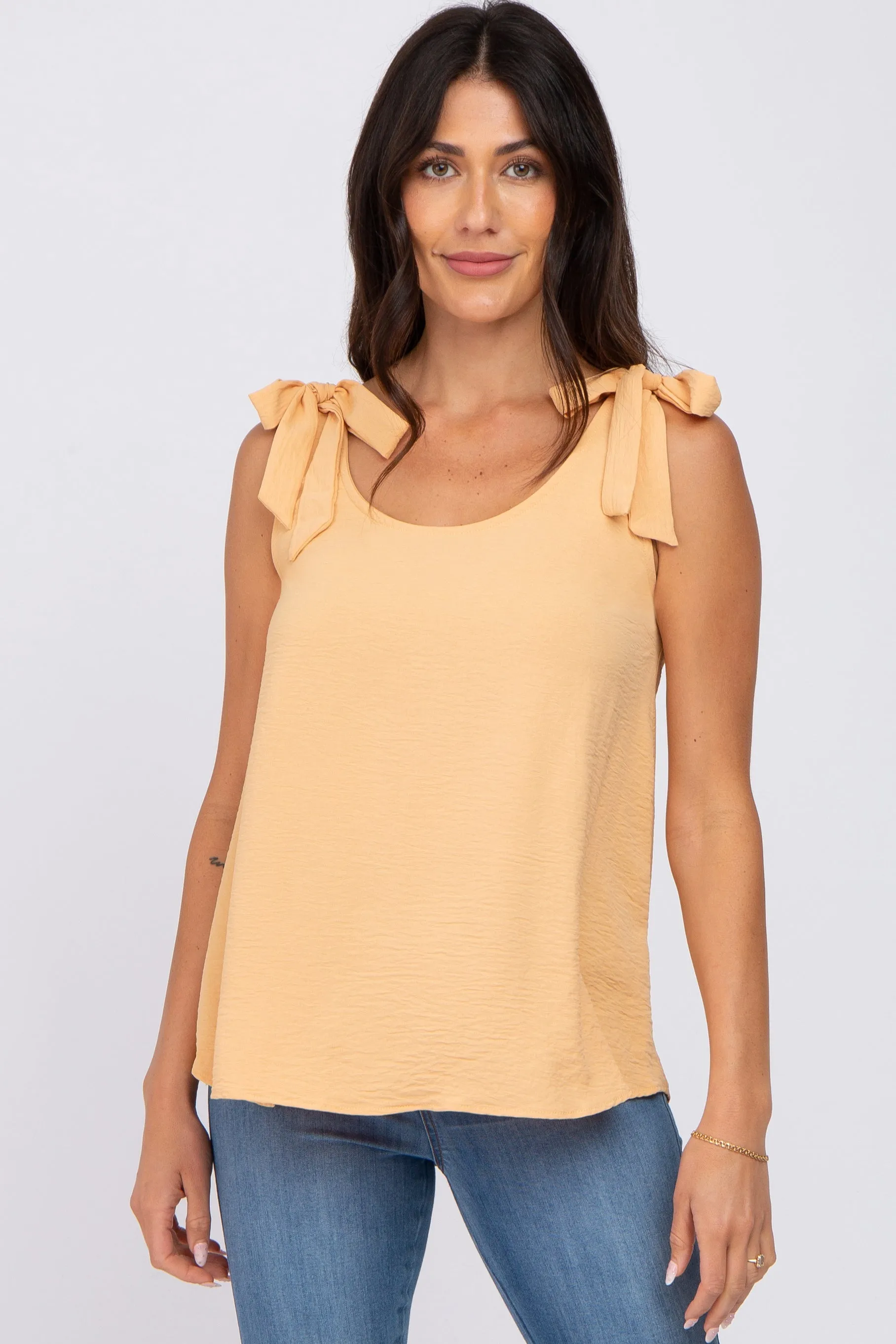 Yellow Shoulder Bow Tank Top sold by Pinkblush