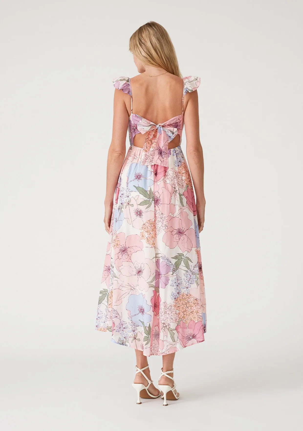 Ivory Floral Tie Back Maxi Dress sold by Pinkblush product image thumbnail 3