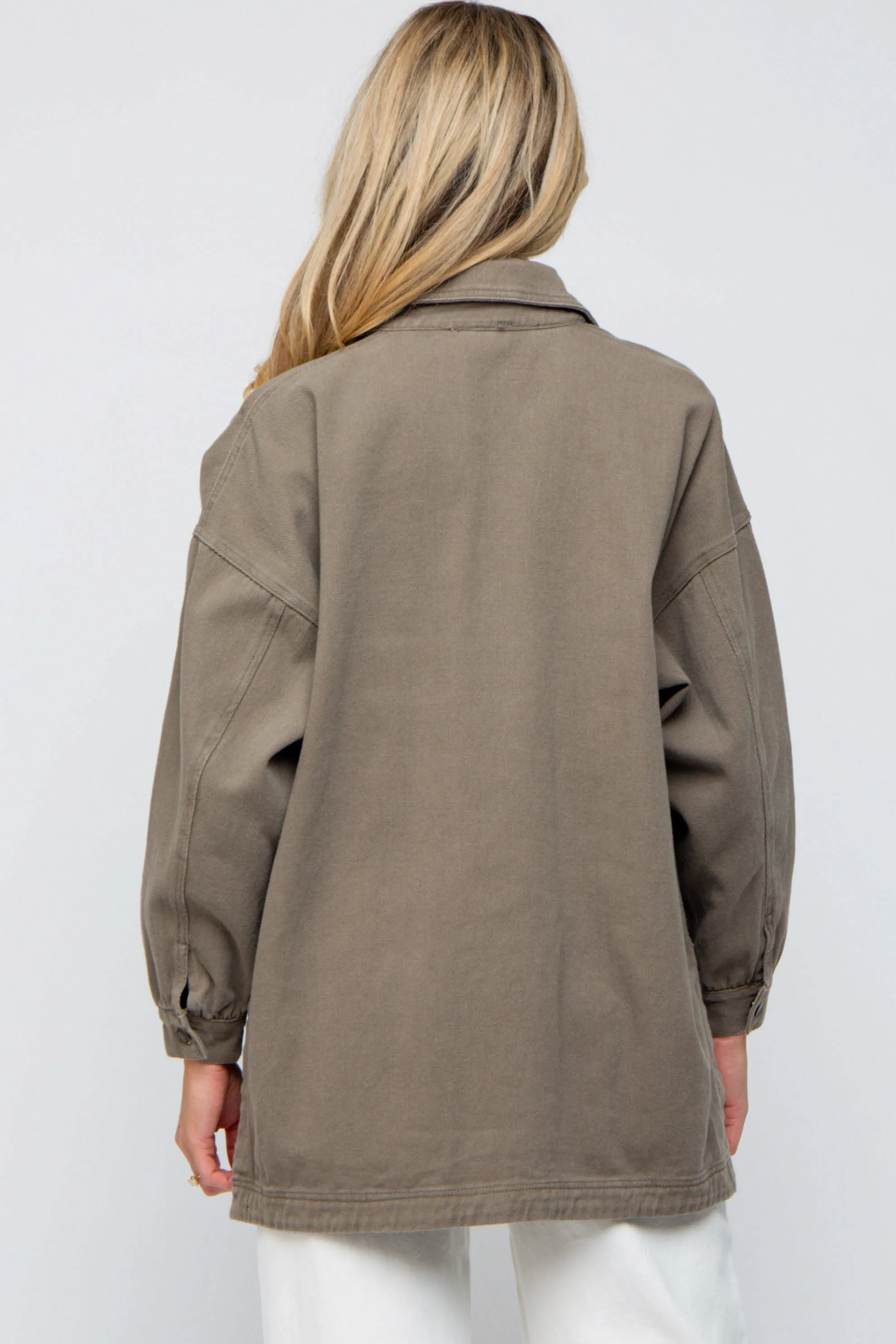 Mocha Denim Button Down Button Down Maternity Jacket sold by Pinkblush product image thumbnail 2