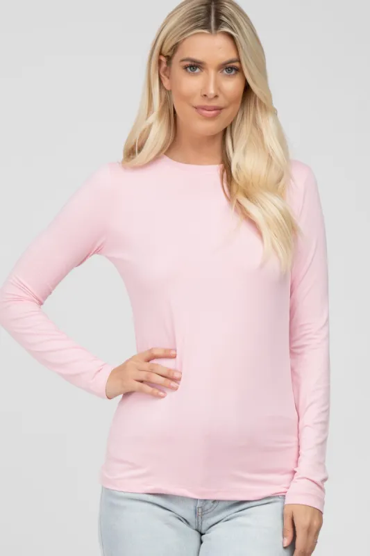 Light Pink Long Sleeve Basic Top sold by Pinkblush