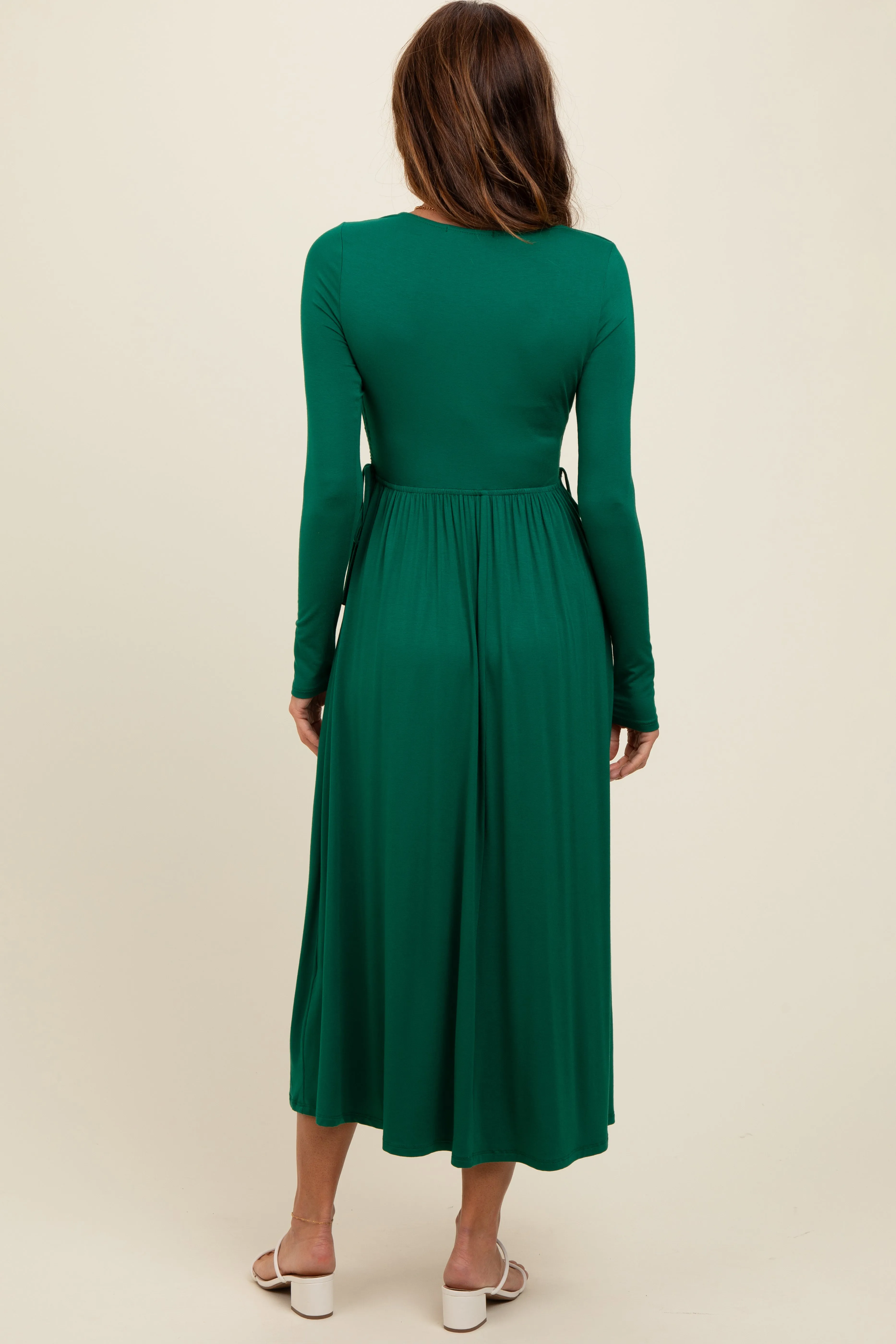Forest Green Square Neck Long Sleeve Midi Dress sold by Pinkblush product image thumbnail 4
