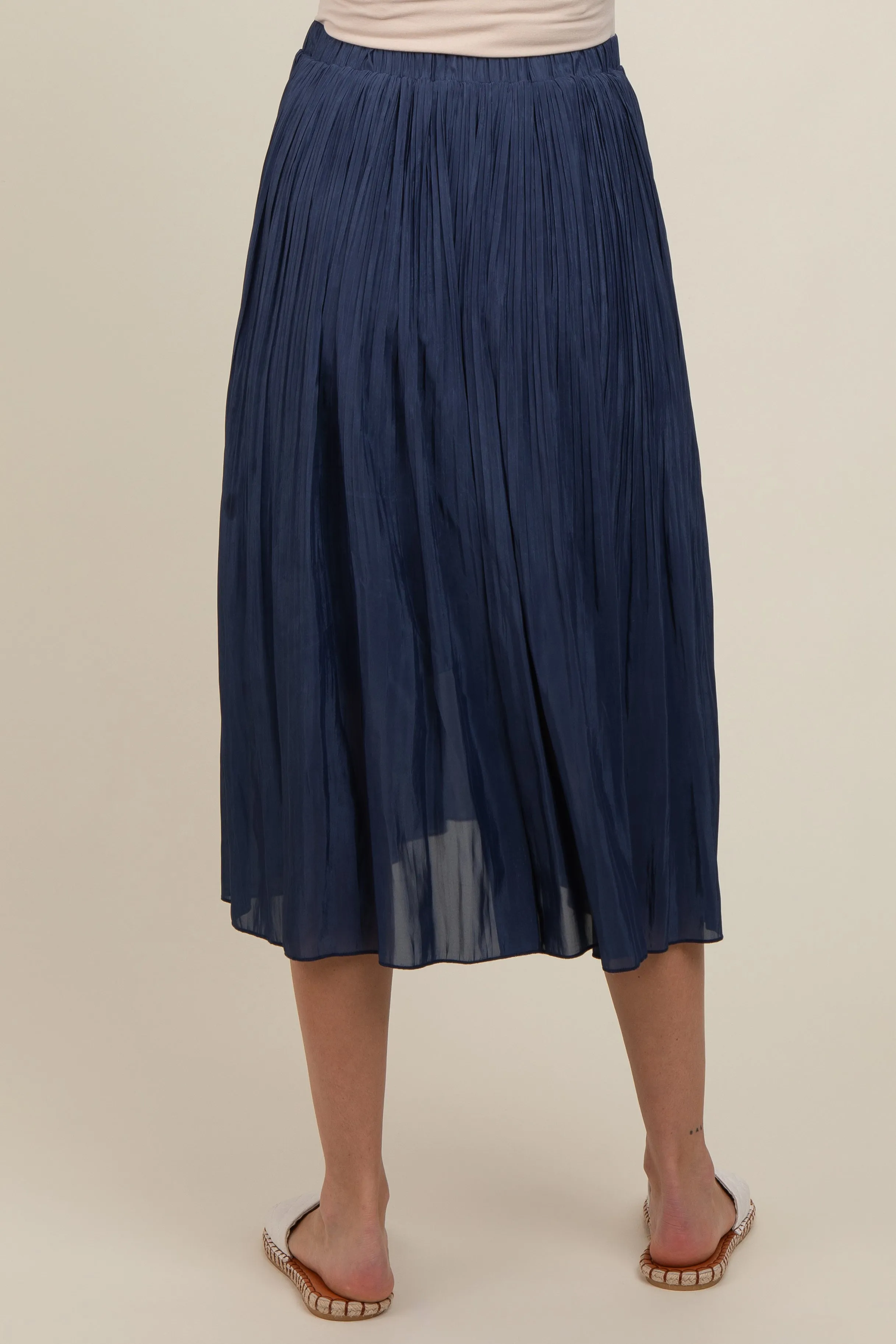 Navy Blue Pleated Maternity Midi Skirt sold by Pinkblush product image thumbnail 4