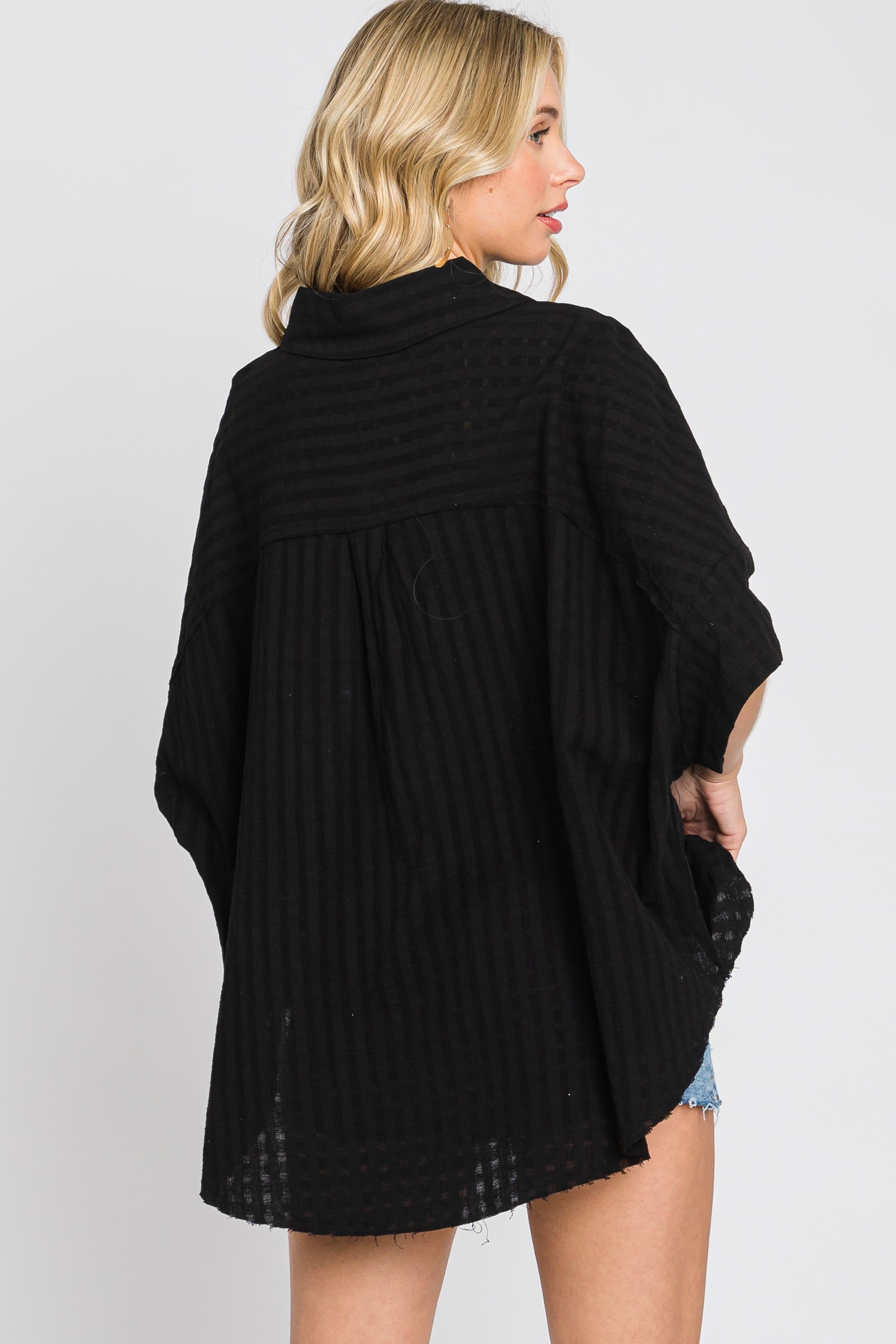 Black Striped Collared Top sold by Pinkblush product image thumbnail 4