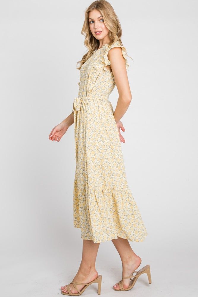 Yellow Ruffle Dress With Belt sold by Pinkblush product image thumbnail 2