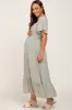 Light Olive Floral Smocked Maternity Midi Dress sold by Pinkblush