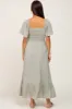 Light Olive Floral Smocked Maternity Midi Dress sold by Pinkblush