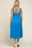 Blue Wrap Front Accent Maternity Midi Dress sold by Pinkblush
